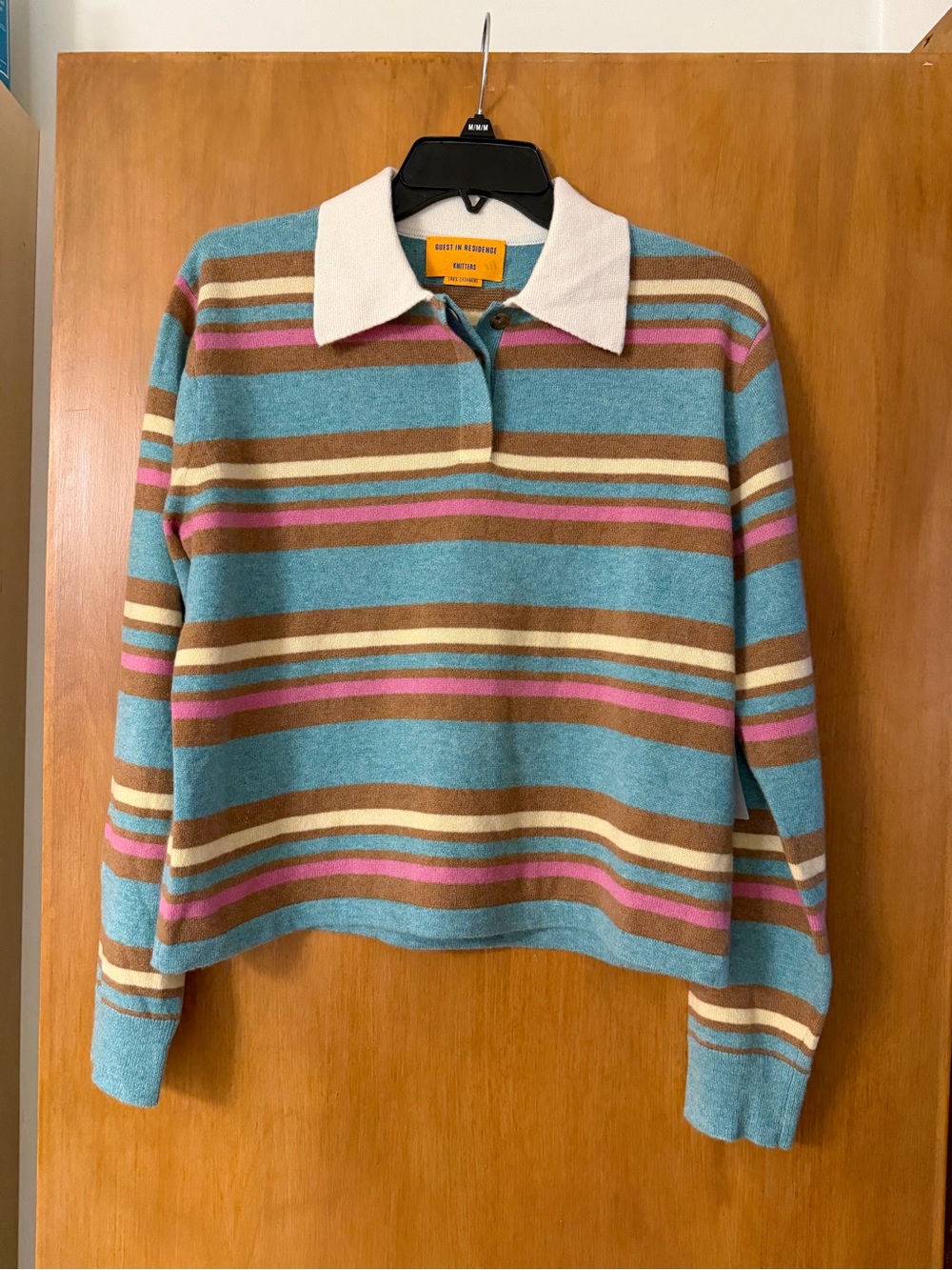 Guest in Residence Cropped Stripe Rugby Cashmere Sweater